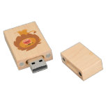 Cute Cartoon Roaring Lion USB Flash Drive Wood Wood USB 2.0 Flash Drive