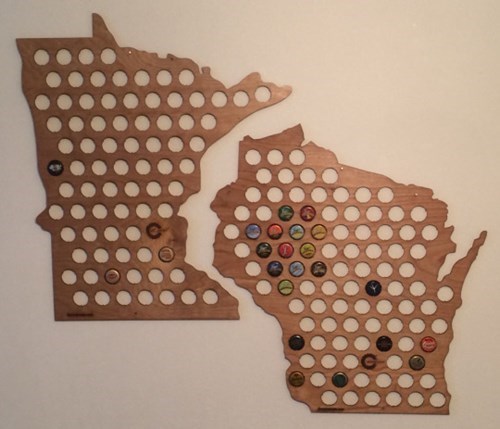 bottle caps from the great state of wisconsin and michigan 