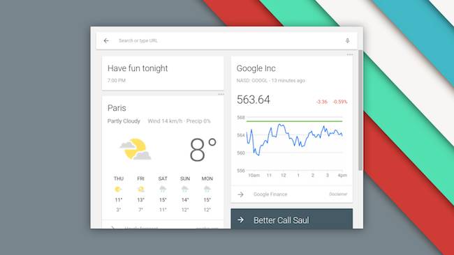 Chrome OS gets Google Now injection. Pic: Google's François Beaufort