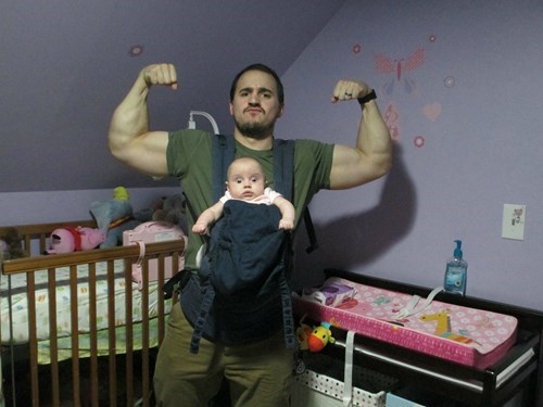baby,expression,parenting,dad,muscles,g rated