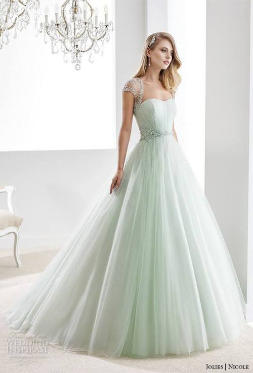 Nicole Jolies Green Wedding Dress 2016 Bridal Collection
