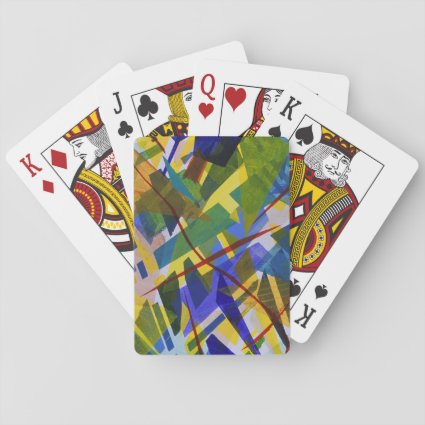 The City I, Abstract Contemporary Green Light Poker Deck