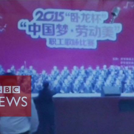 Choir falls through stage in China