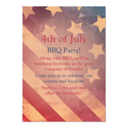 Gradient Flag 4th of July Party Invitation 4.5" X 6.25" Invitation Card