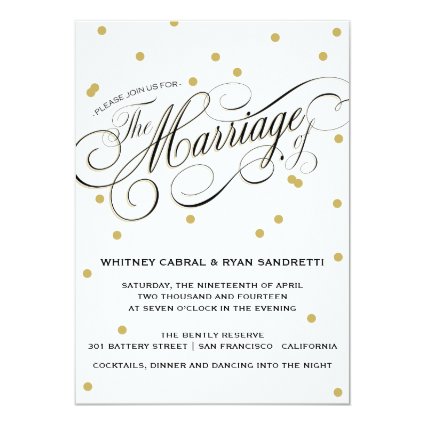 Elegant Dot Gold Wedding Invitation