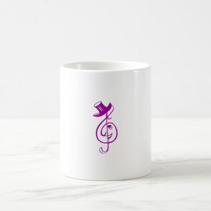 treble purple clef face top hat music design.png mug