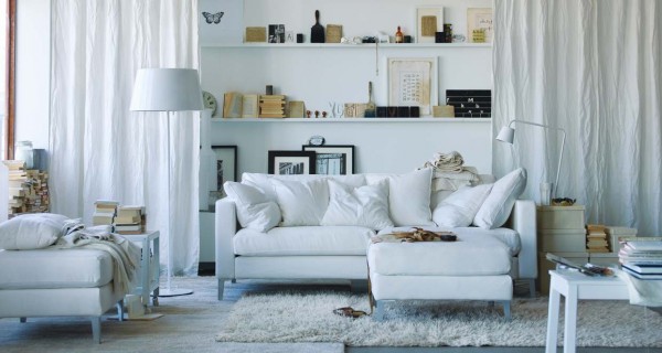 This white living room from IKEA might not be ideal for small children or Merlot, but it sure is gorgeous.
