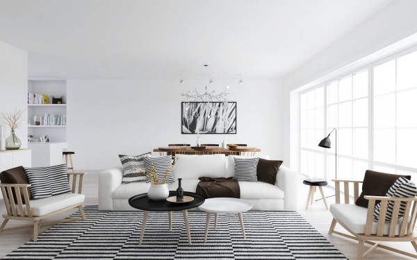 Black and white stripes truly never go out of style. You don't have to go as big as this room, but a throw pillow or blanket can be a good choice.