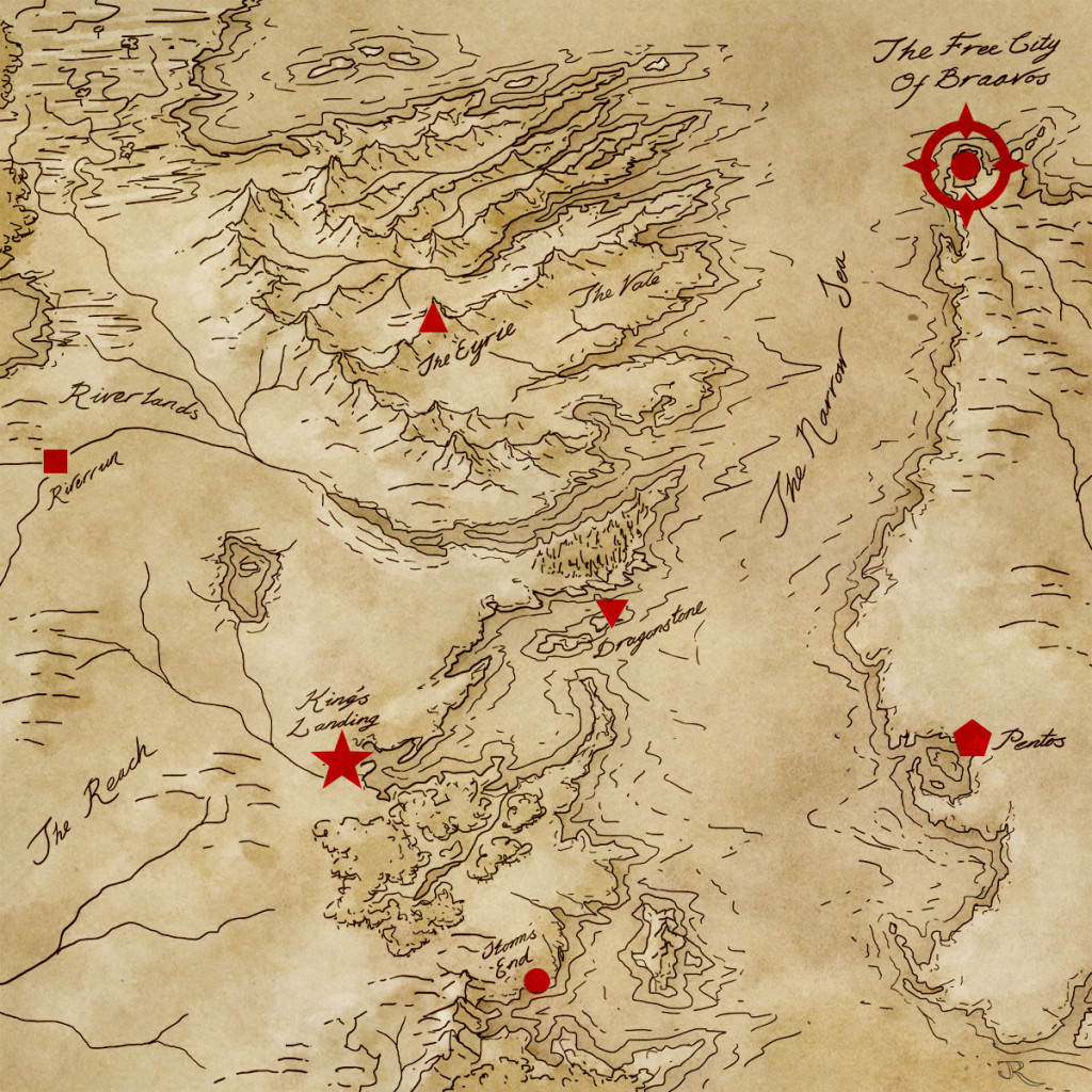 A map to show where braavos is