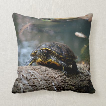 painted water turtle climbing log pillow