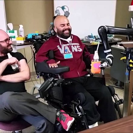 Drinking beer using a mind-controlled prosthetic arm