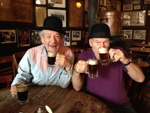 drinking beer with Ian Mckellen and Patrick Stewart