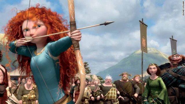 Merida, a Scottish princess, sets out to break her family's curse in Disney-Pixar's 2012 film "Brave." She's a skilled archer, a good sword-fighter and a pretty good horsewoman, too.
