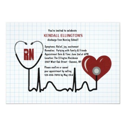 Stethoscope and Heart Graduation Invitation 5" X 7" Invitation Card