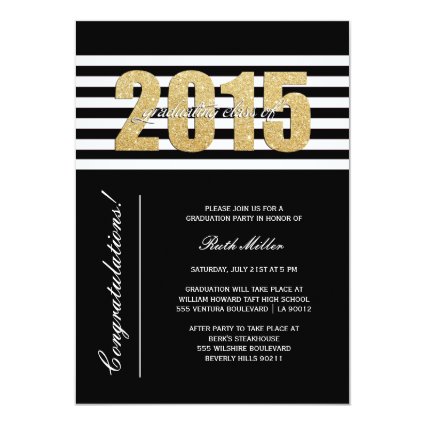 Striped Class of 2015 Graduation Invitation 5" X 7" Invitation Card