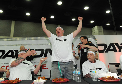 At the Mid-America Trucking Show in Louisville, Ky., Bridgestone held a buffalo wing eating contest. Roger Errett of Mount Pleasant, Penn.</a></p></div> <div class=