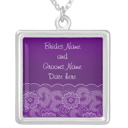 Purple Lace Wedding Personalized Necklace