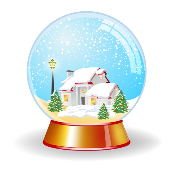 スノー グローブ Crystal magic globe with house unde snow