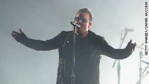 Bono performs during MTV\'s Europe Music Awards on November 9 in Glasgow, Scotland. 