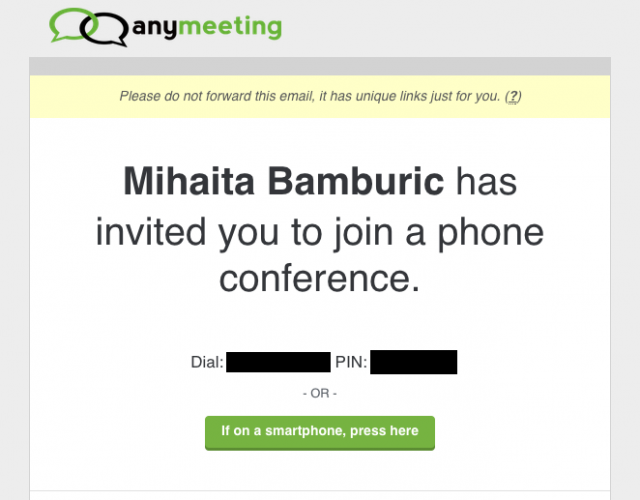 AnyMeeting Conference Call Invite