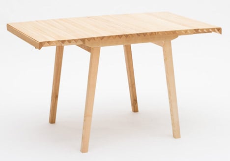 Wooden Cloth table by Nathalie Dackelid