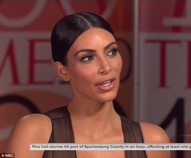 Candid chat: Kim Kardashian sat down with Matt Lauer on Tuesday night as she was honoured as one of Time Magazine's 100 Most Influential people 