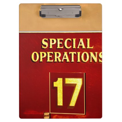 special operations firetruck 17 sign clipboard