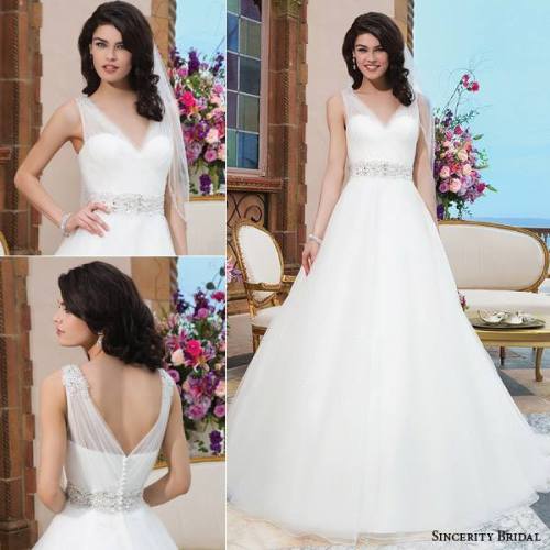 Sincerity Bridal style 3843This sleeveless tulle ball gown...
