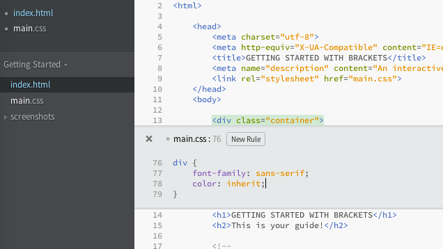 Adobe's Brackets is a Free Text Editor for Web Developers