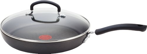T-fal E91897 Ultimate Hard Anodized Nonstick Thermo-Spot Heat Indicator Deep Saute Pan Fry Pan with Glass Lid, 10-Inch, Gray