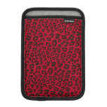 Stippled Cranberry Red Leopard Print iPad Mini Sleeves