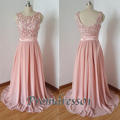 2015 cute pink chiffon prom dress