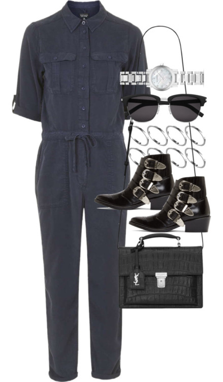 Outfit with a jumpsuit by ferned featuring a black leather...