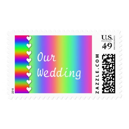 Rainbow Heart and Striped Wedding Postage