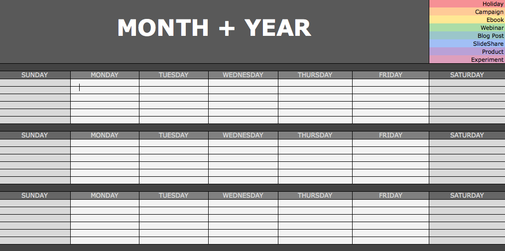 Social Media Monthly Planning Calendar