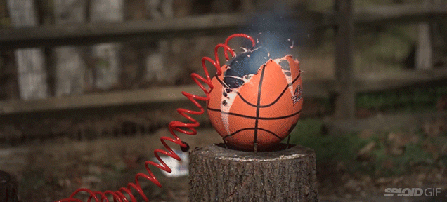 What happens when you pump way too much air into a basketball 
