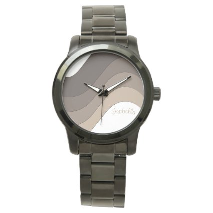 Tonal Wave Taupe Striped Personalized Wristwatches