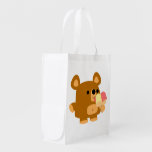 Cute Cartoon Bear with Ice Cream Reusable Bag Market Tote