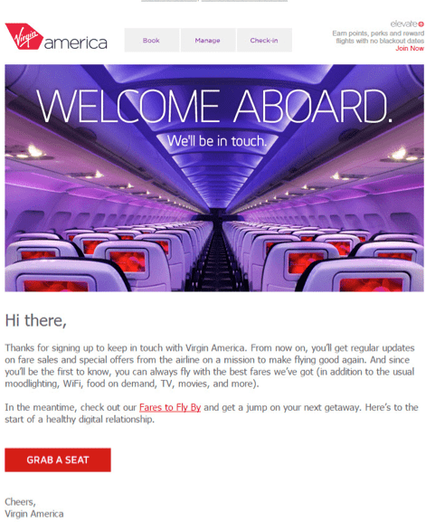 virgin hello welcome email