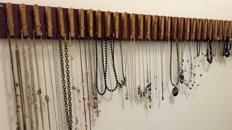 Hang Jewelry or Other Light Items on a Clothespin Board