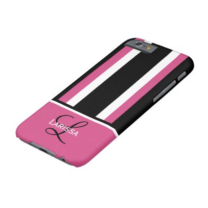 Modern monogram pink white black design barely there iPhone 6 case