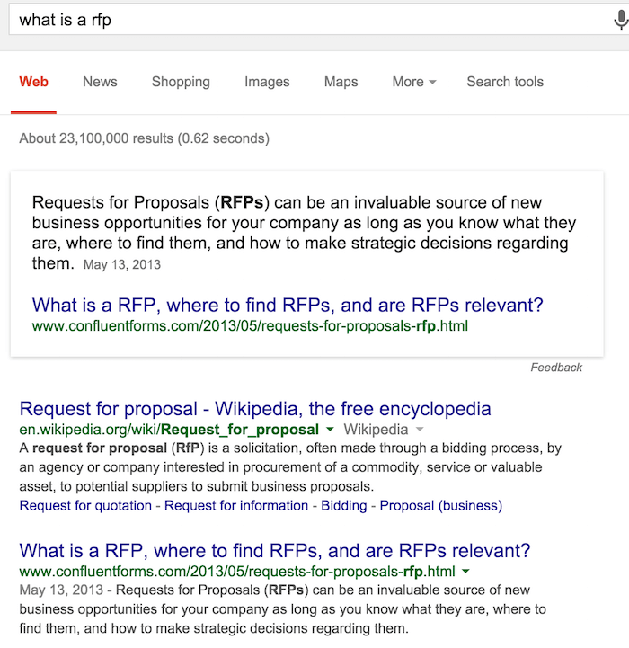 Example of a Featured Snippet Box