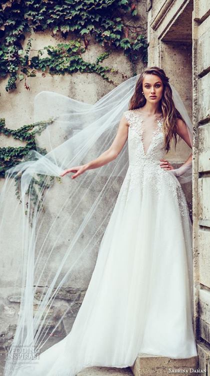 Stunning wedding dress from Sabrina Dahan’s Fall 2016...