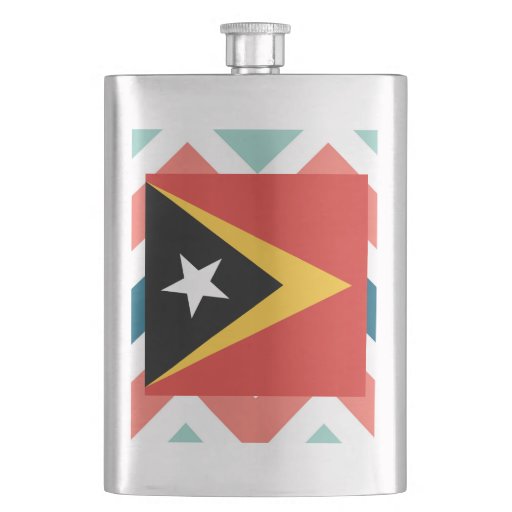 East Timor Flag Box on Colorful Chevron Flask