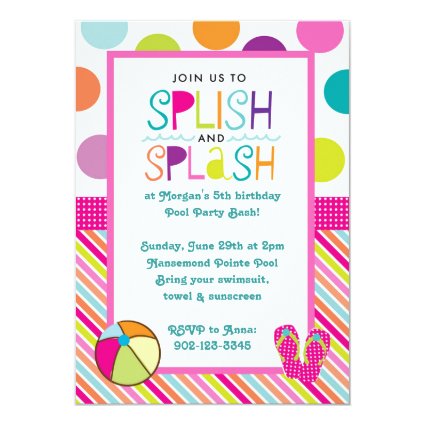 Splish Splash Bash (Pink) 5x7 Paper Invitation Card