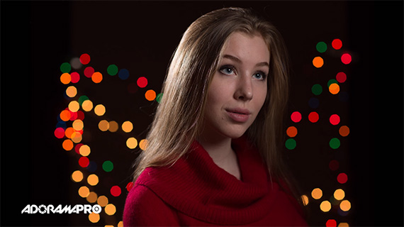 how to shoot portraits with Christmas lights
