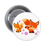 Cute Playful Cartoon Foxes Button Badge