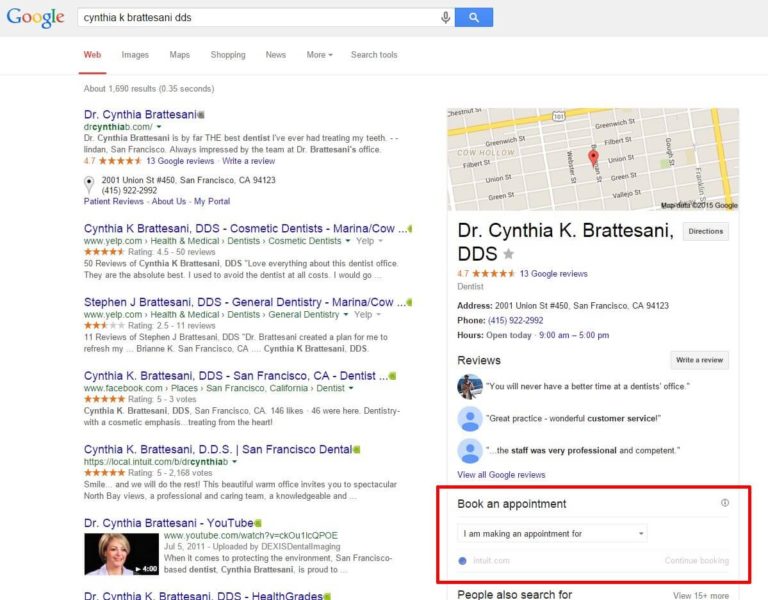 online appointment booking google search results