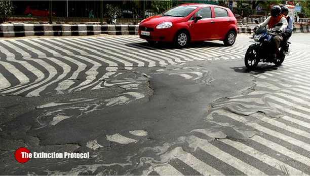India Heatwave Roads Melt
