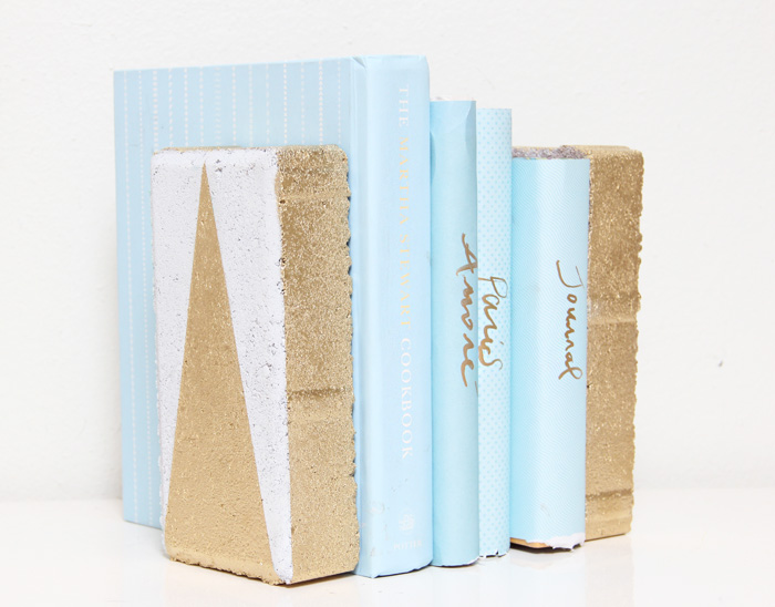A Bubbly Life DIY gold geometric bookends